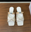 MM6 Bow Detailed Square Toe Sandals