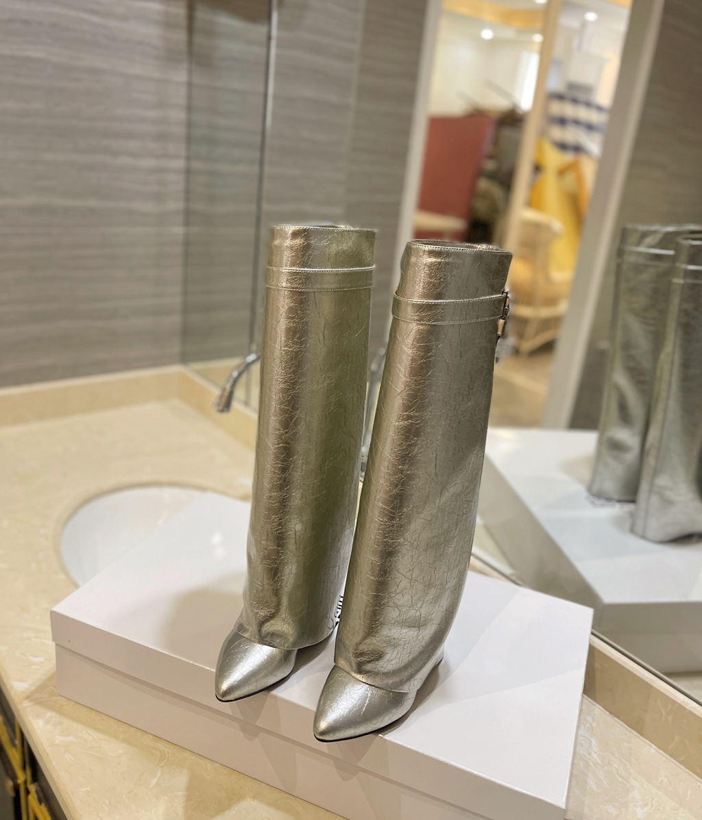 GIVENCHY Shark Lock Boots In Silver