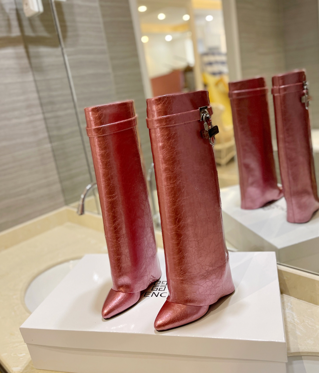 GIVENCHY Shark Lock Boots In Rose Gold