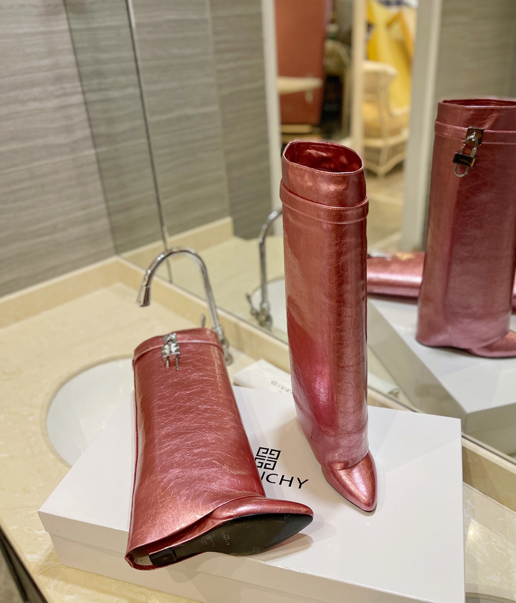 GIVENCHY Shark Lock Boots In Rose Gold
