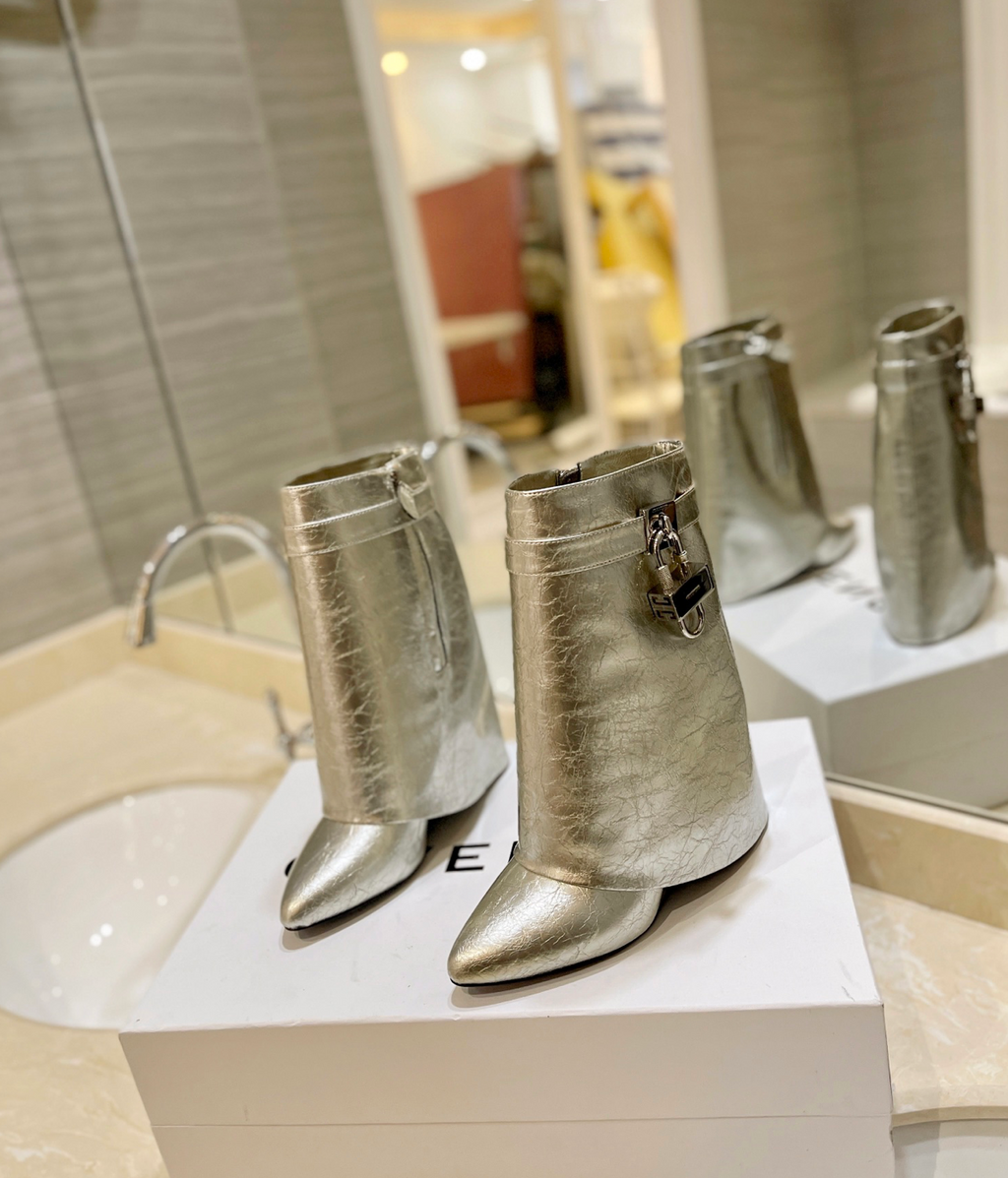 GIVENCHY Shark Lock Ankle Boots In Silver