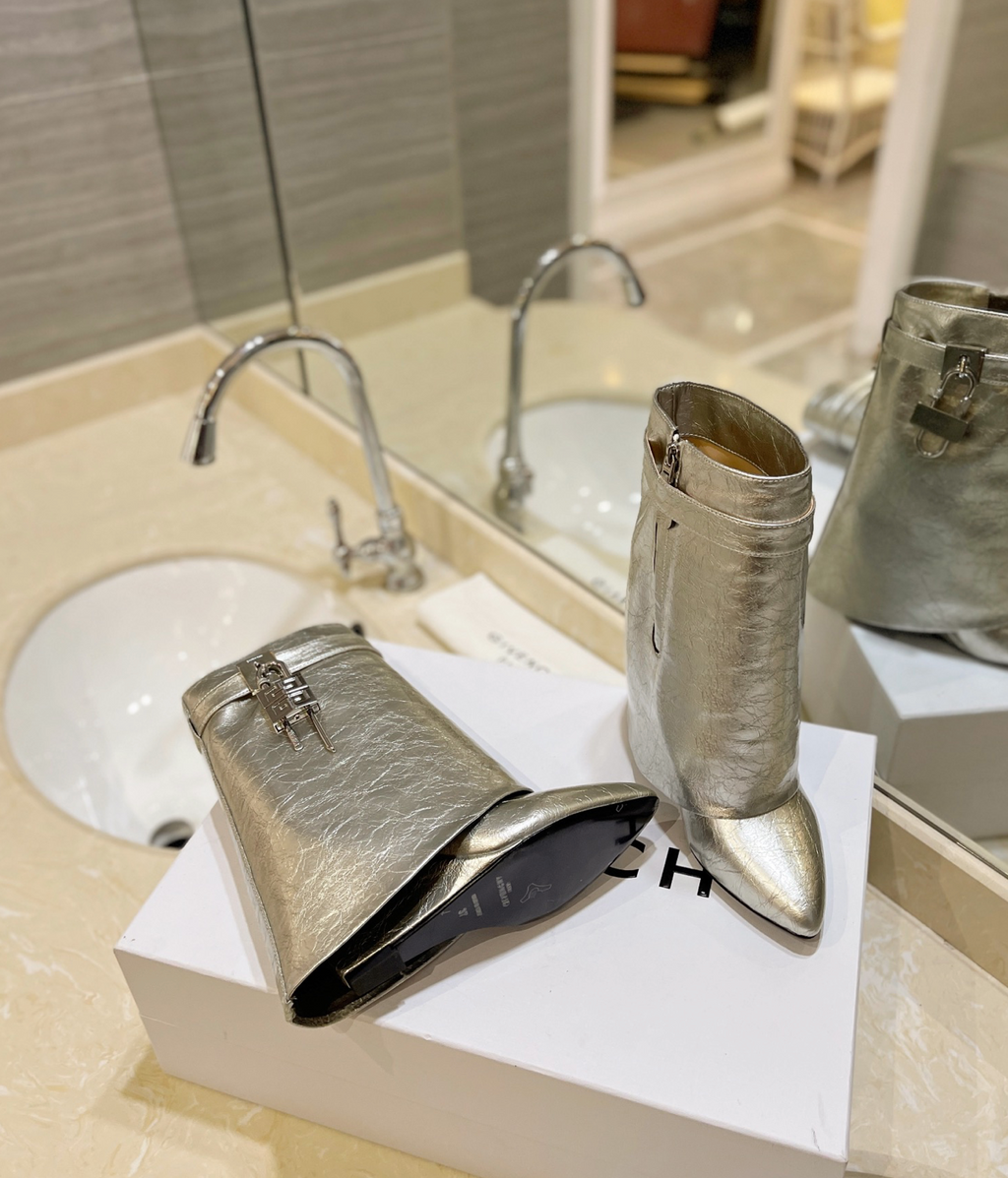 GIVENCHY Shark Lock Ankle Boots In Silver
