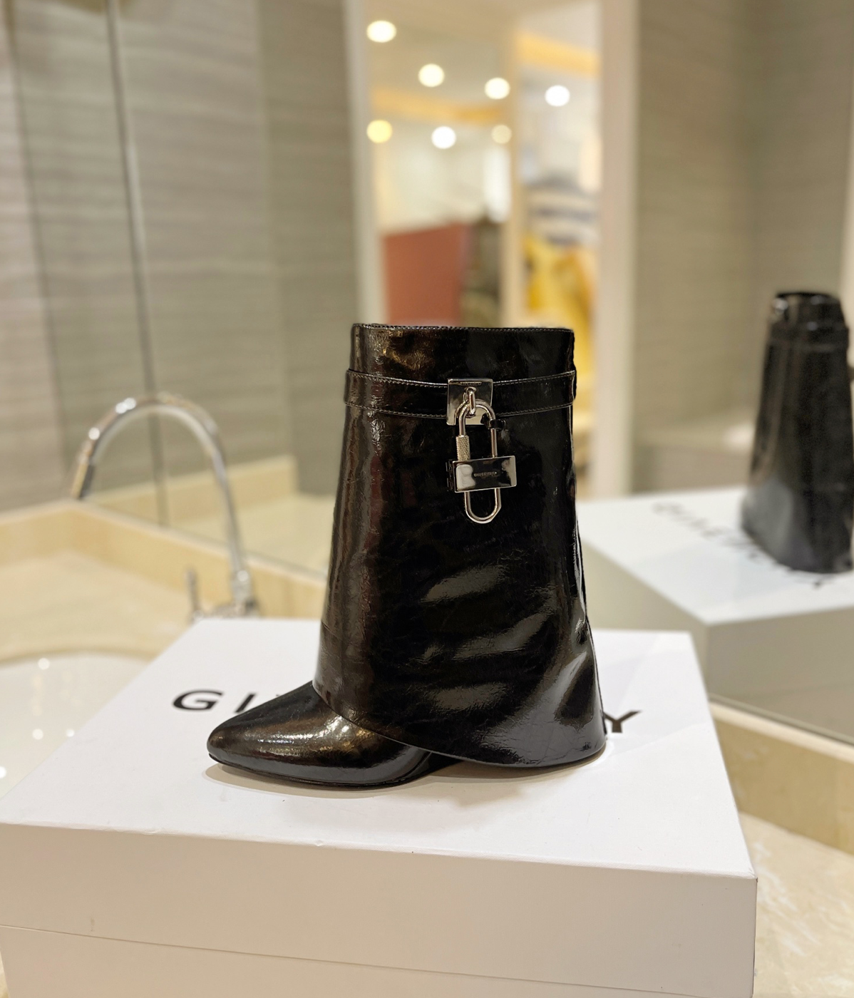 GIVENCHY Shark Lock Ankle Boots In Black