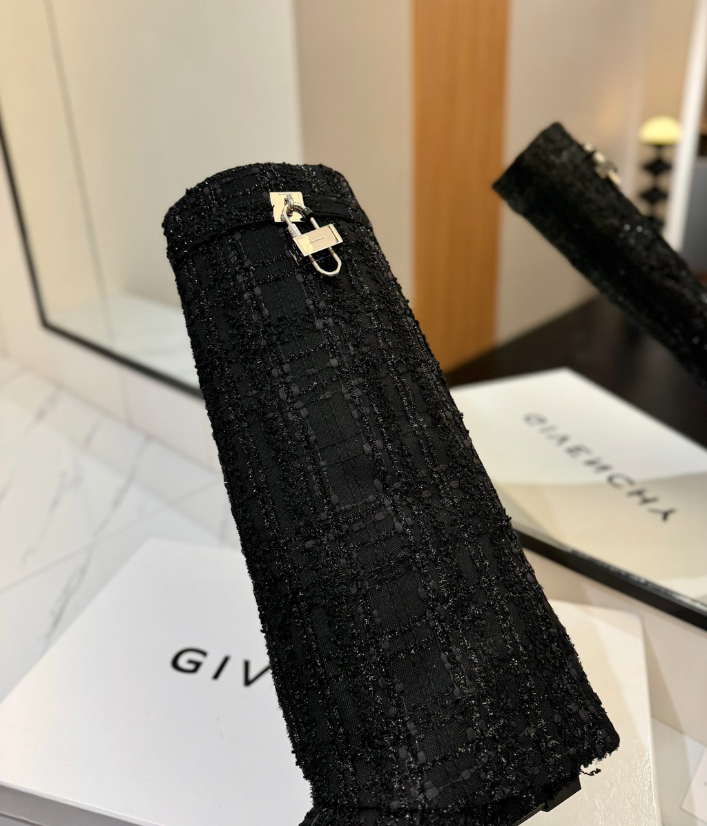 GIVENCHY Shark Lock Boots In Black Tweed