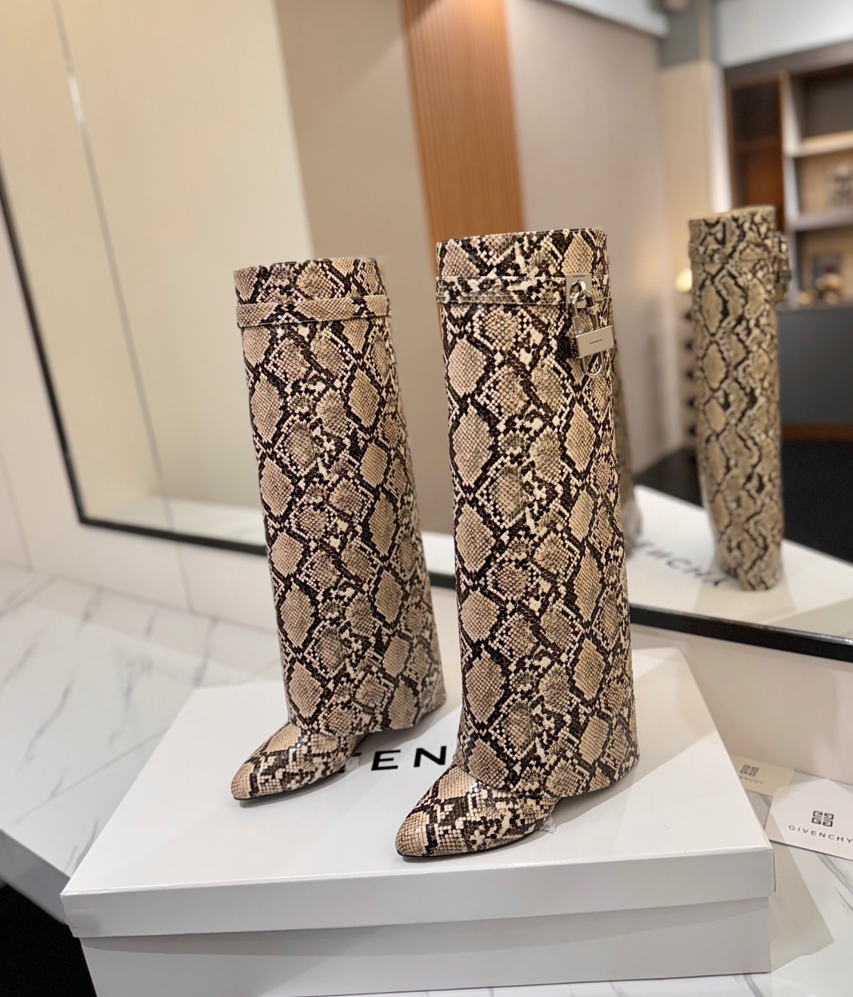 GIVENCHY Shark Lock Boots in Snakeskin