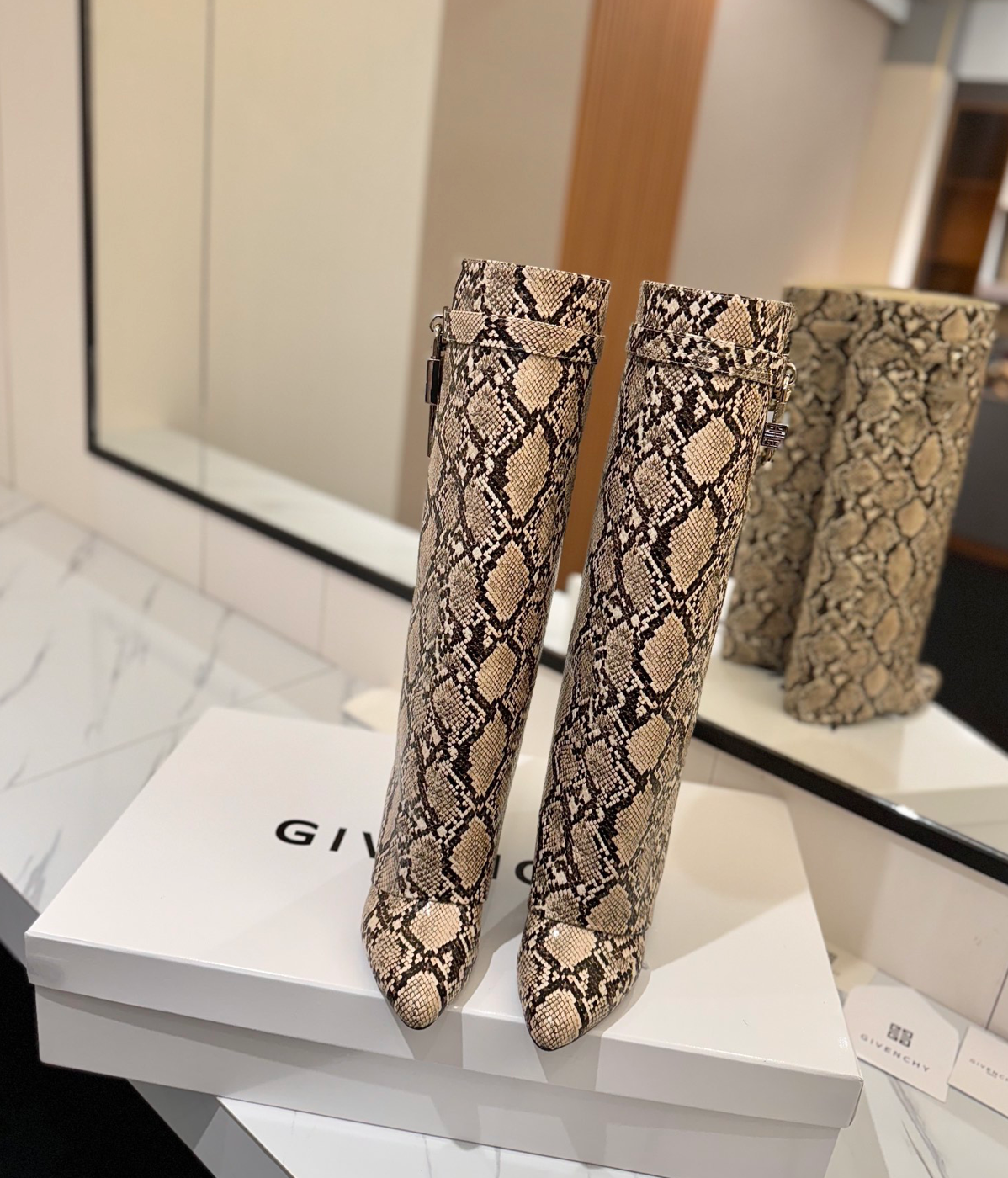 GIVENCHY Shark Lock Boots in Snakeskin