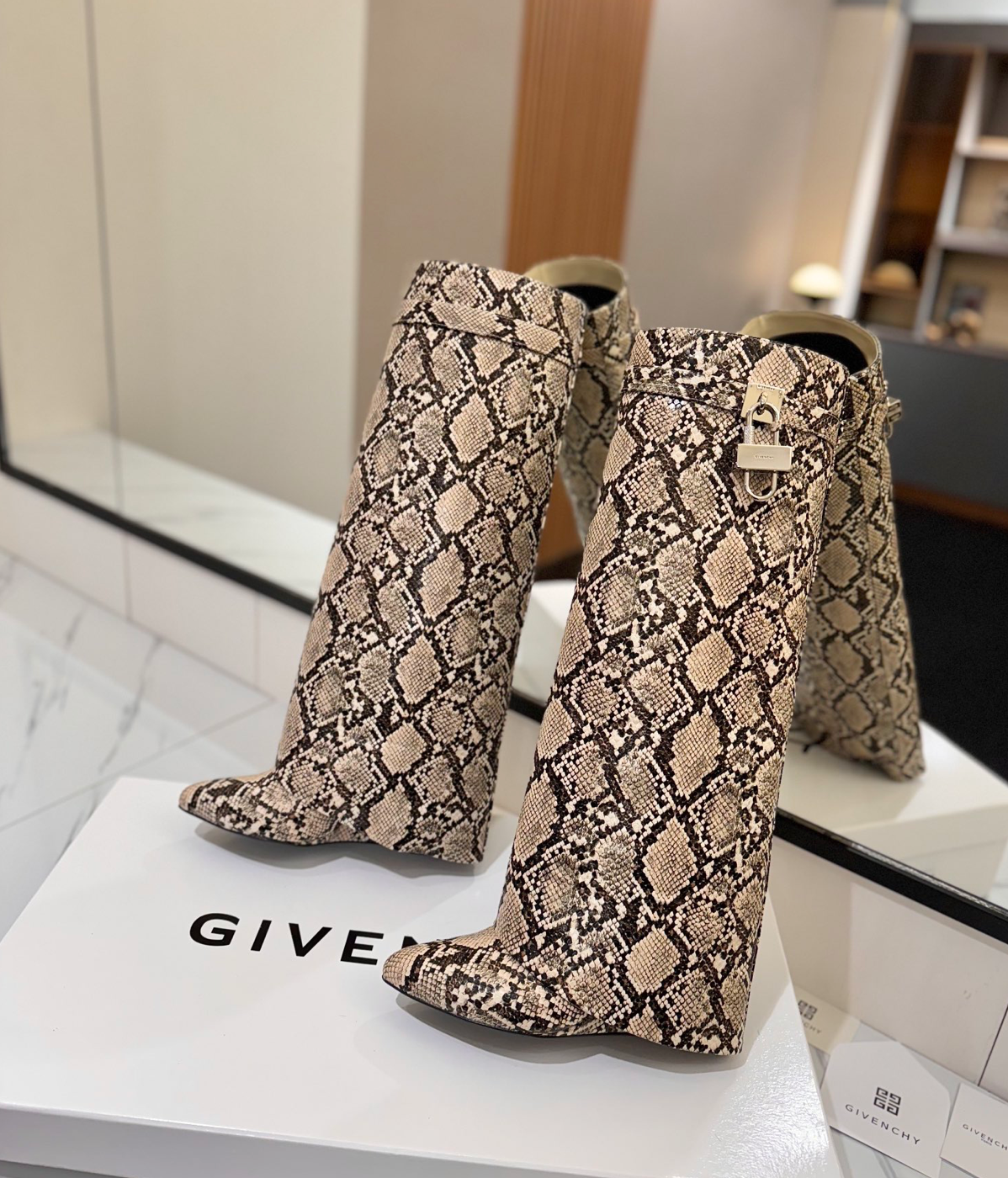 GIVENCHY Shark Lock Boots in Snakeskin
