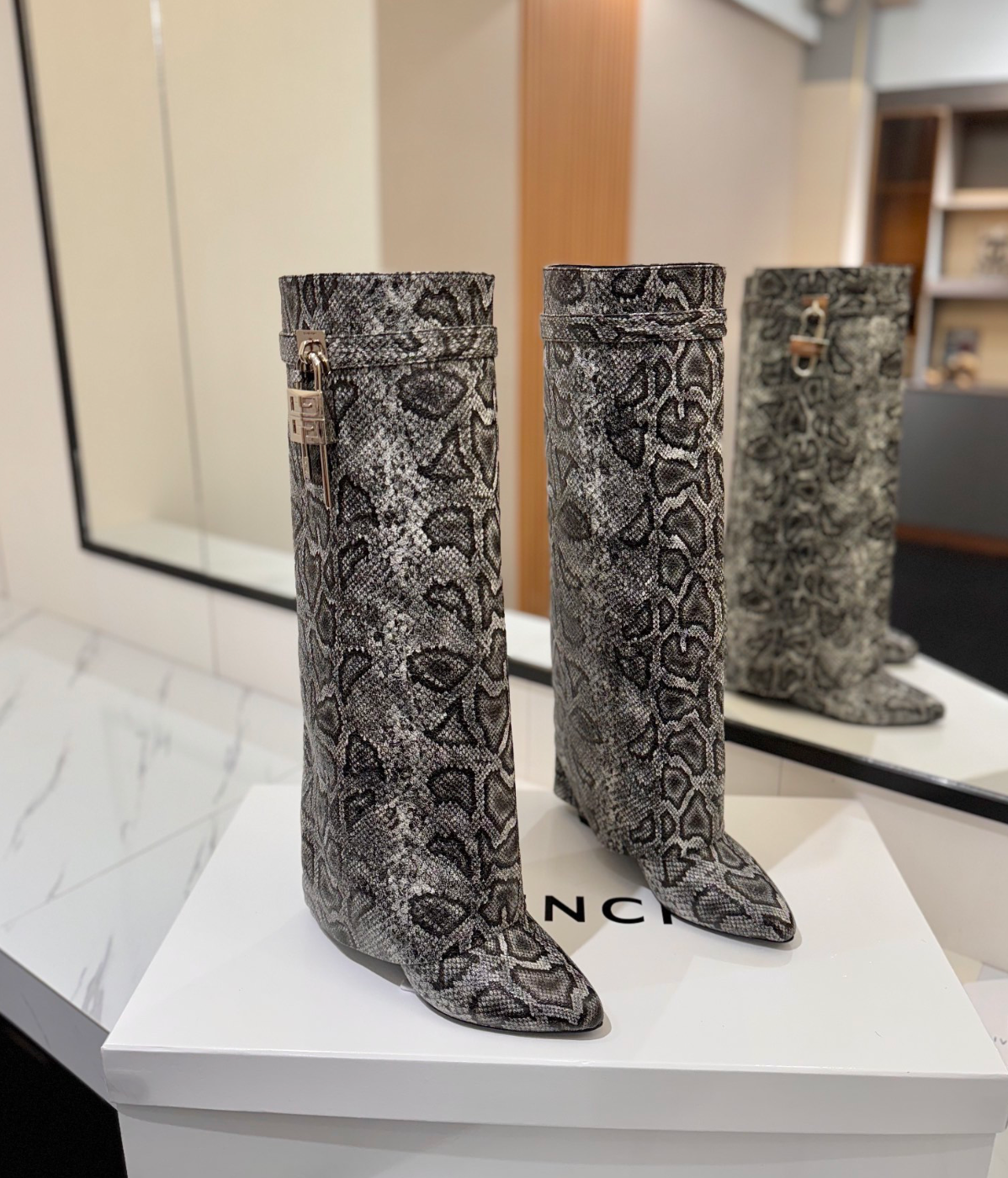 GIVENCHY Shark Lock Boots in Snakeskin