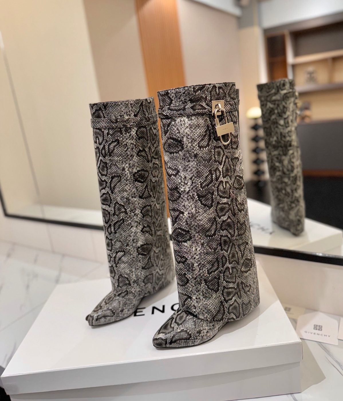 GIVENCHY Shark Lock Boots in Snakeskin