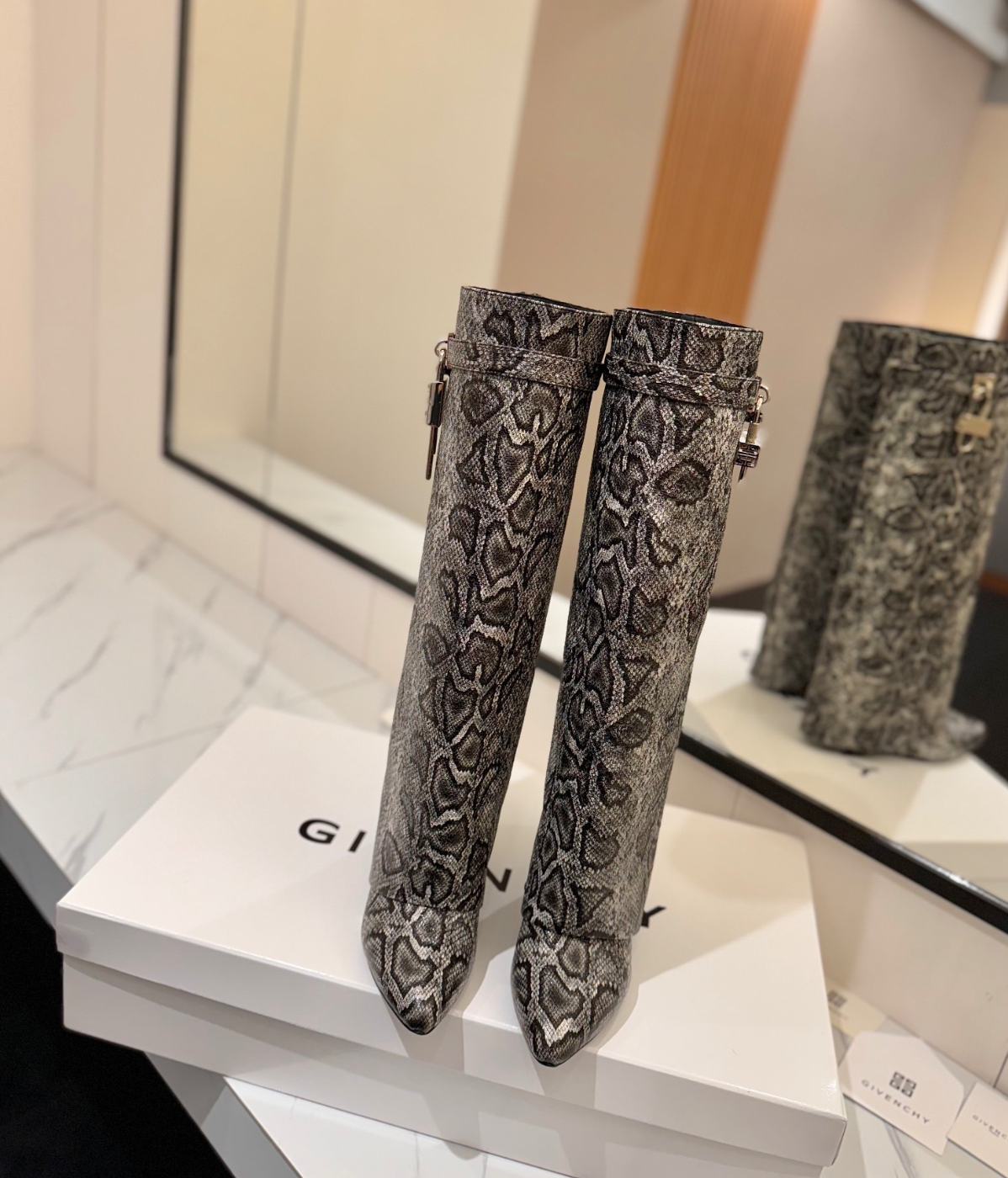 GIVENCHY Shark Lock Boots in Snakeskin