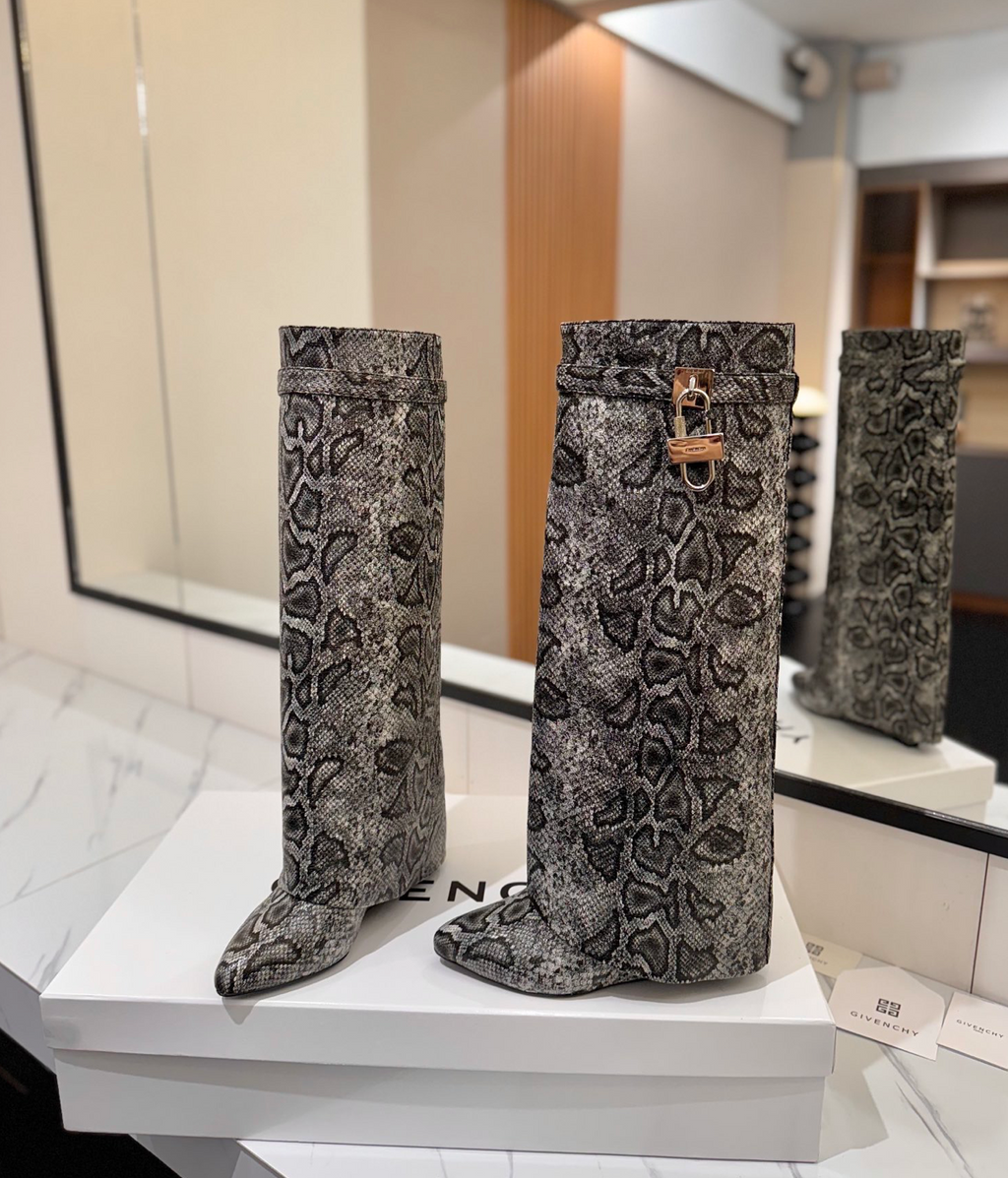 GIVENCHY Shark Lock Boots in Snakeskin