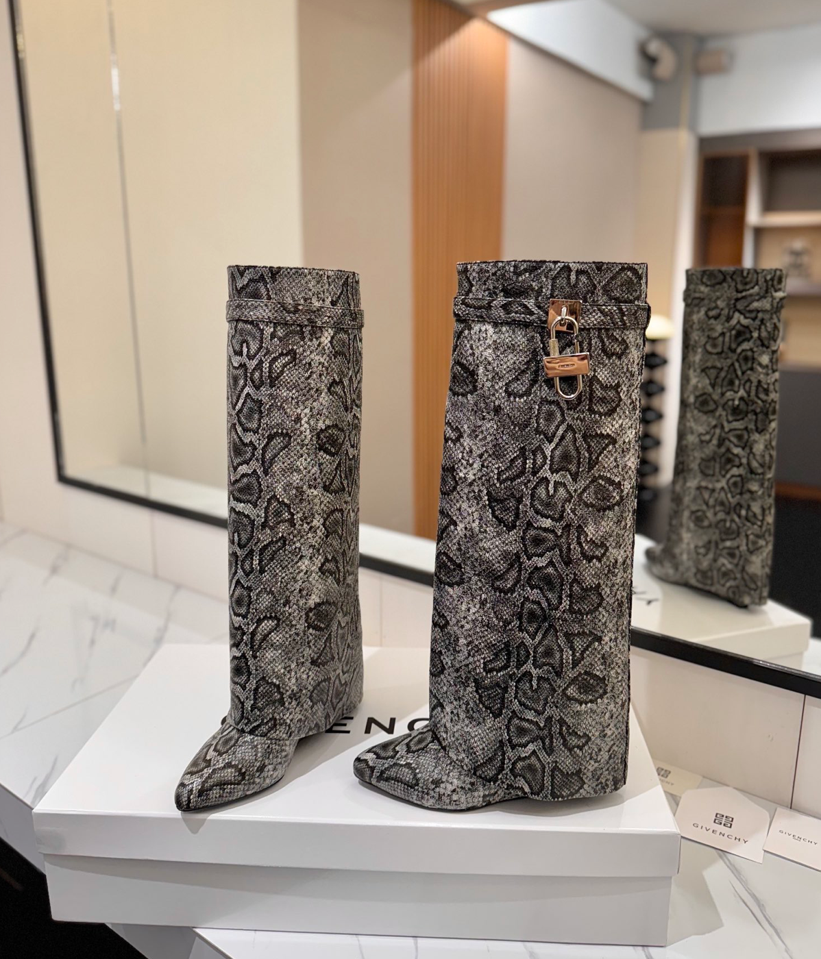 GIVENCHY Shark Lock Boots in Snakeskin