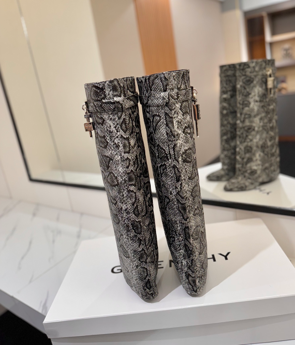 GIVENCHY Shark Lock Boots in Snakeskin