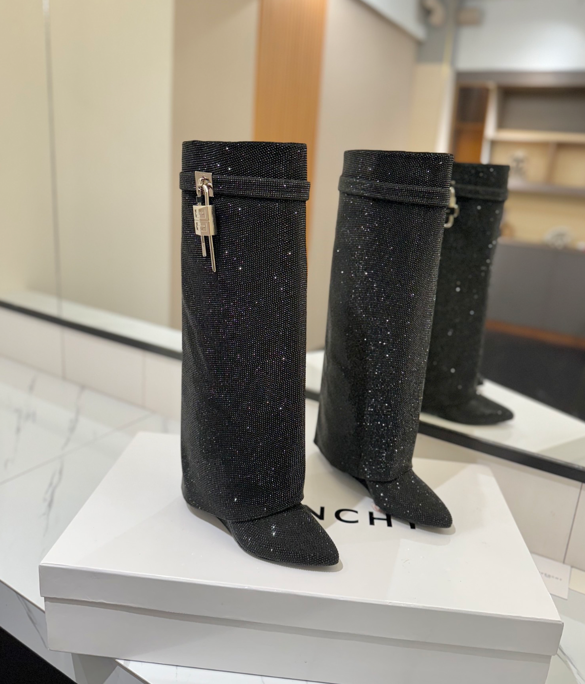 GIVENCHY Shark Lock Boots Crystal