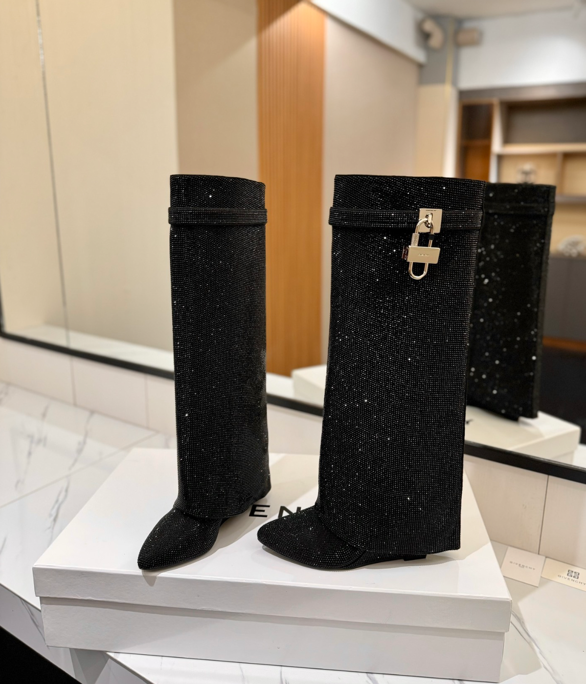 GIVENCHY Shark Lock Boots Crystal