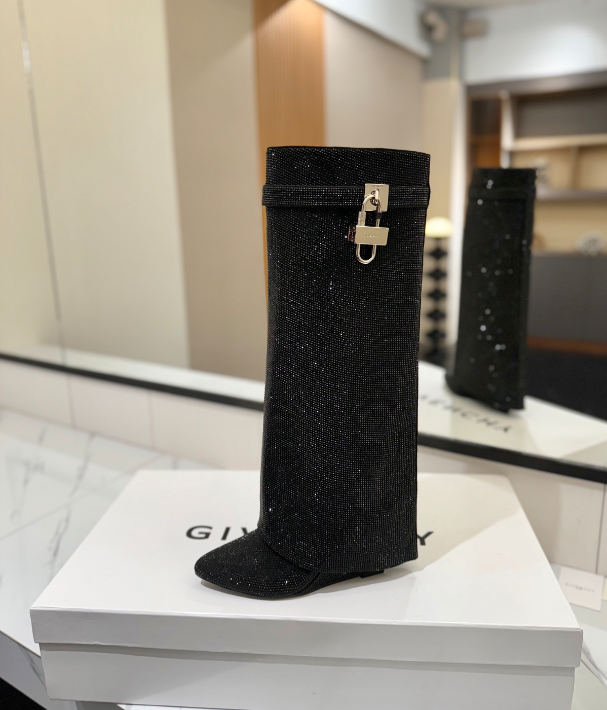 GIVENCHY Shark Lock Boots Crystal