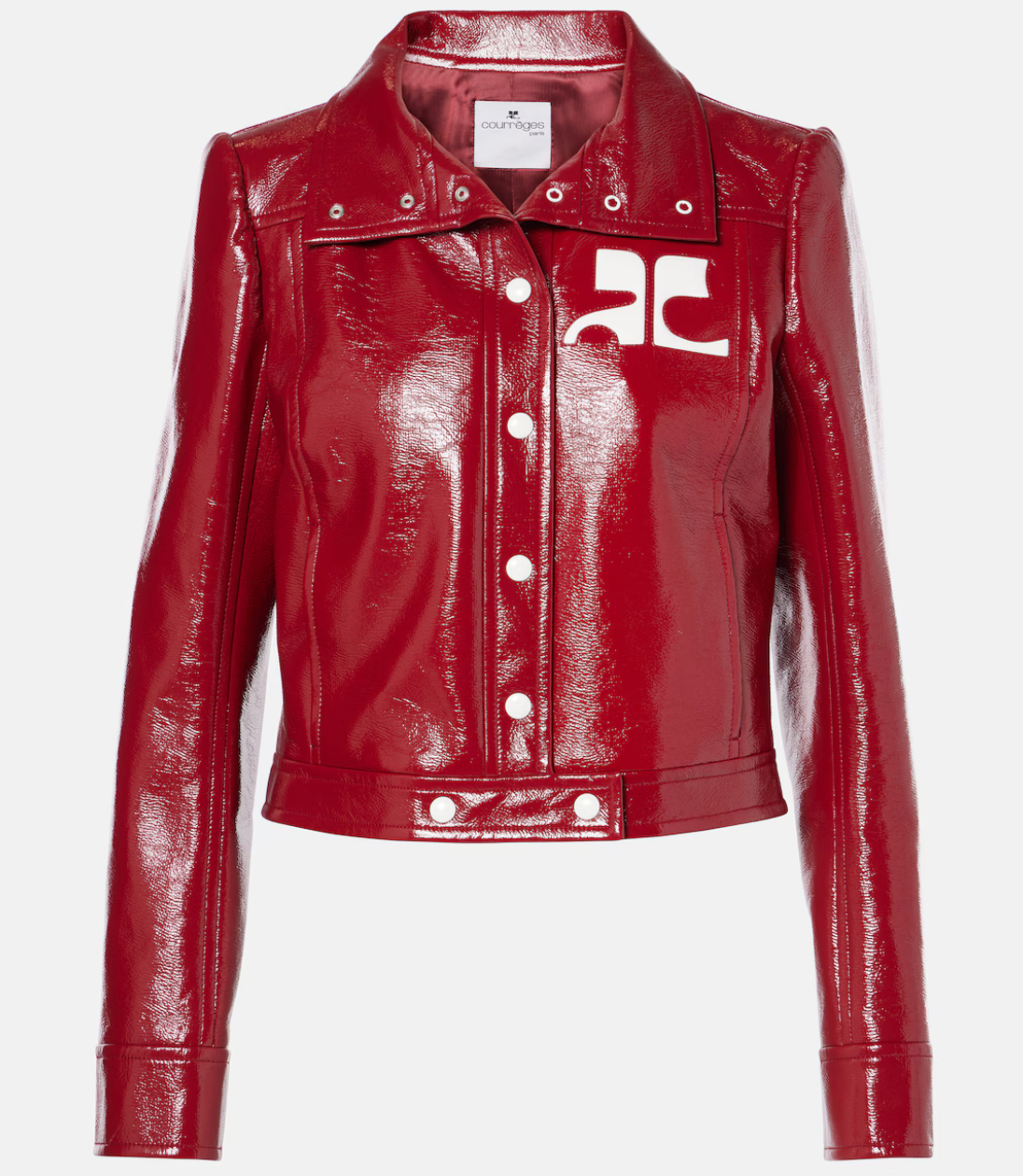 REEDITION CROPPED VINYL JACKET IN RED