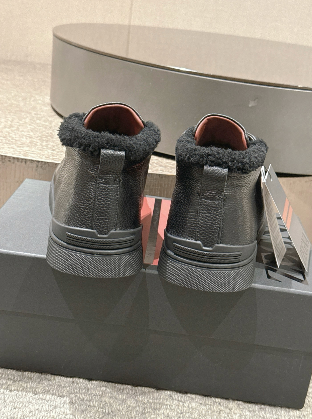Ermenegildo Zegna black deerskin wool Triple Stitch mid-top