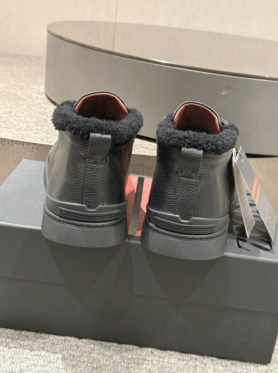 Ermenegildo Zegna black deerskin wool Triple Stitch mid-top
