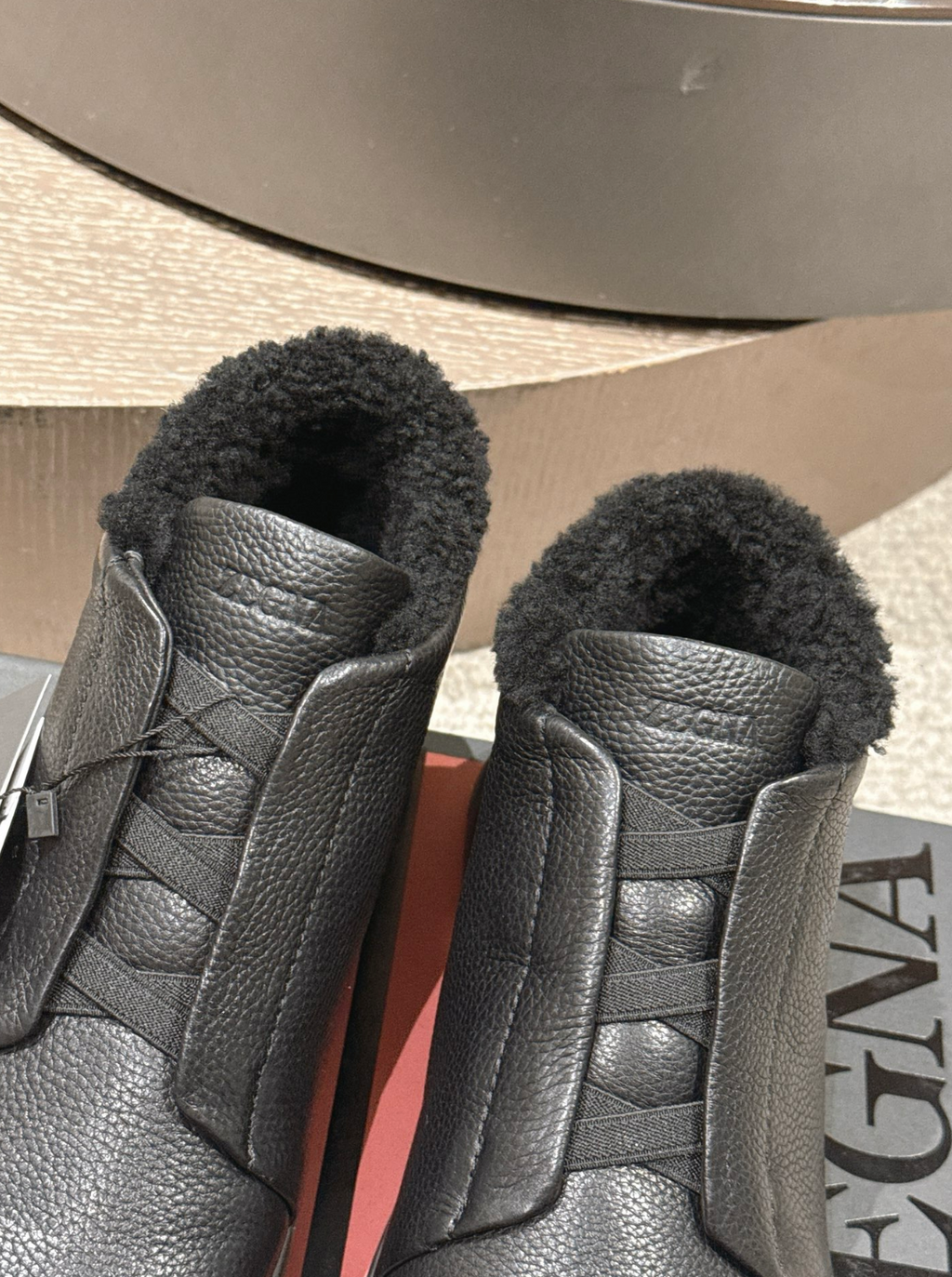 Ermenegildo Zegna black deerskin wool Triple Stitch mid-top