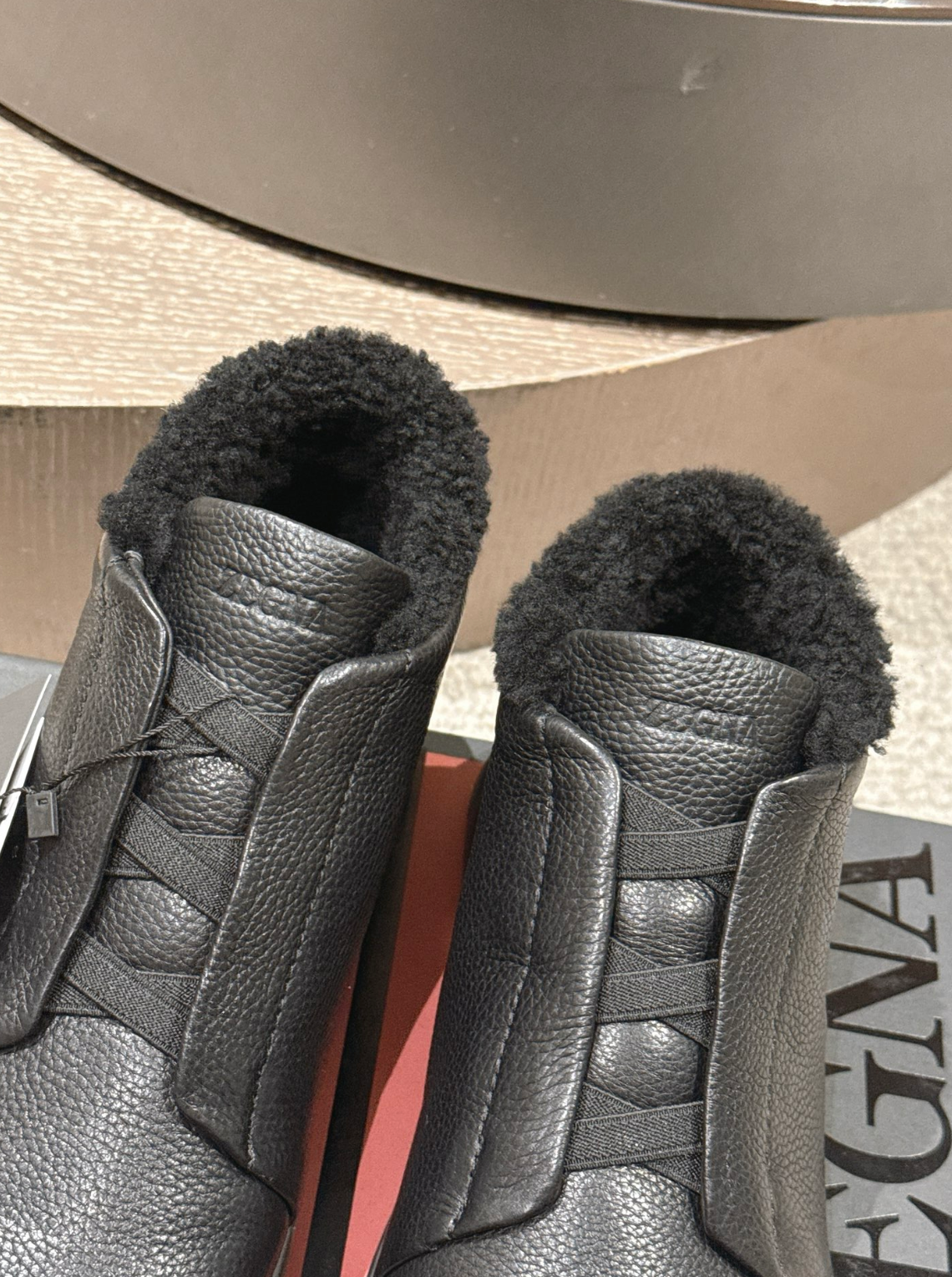 Ermenegildo Zegna black deerskin wool Triple Stitch mid-top