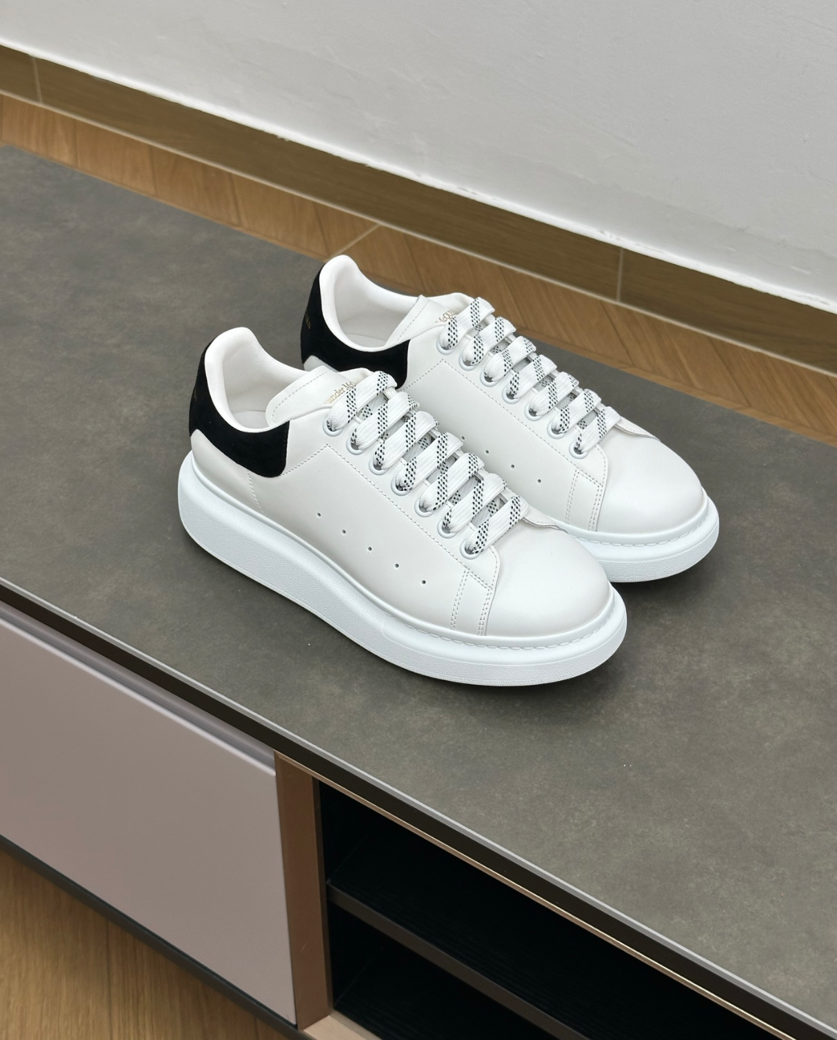 Oversized Low-top Black Suede Sneakers