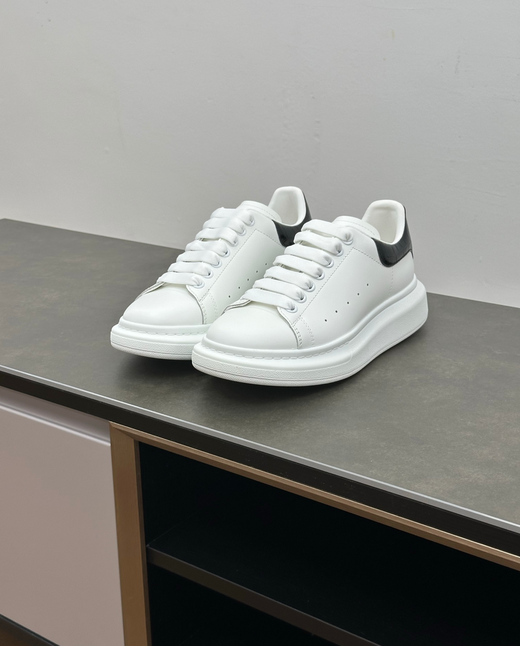 Oversized Black Crocodile leather sneakers