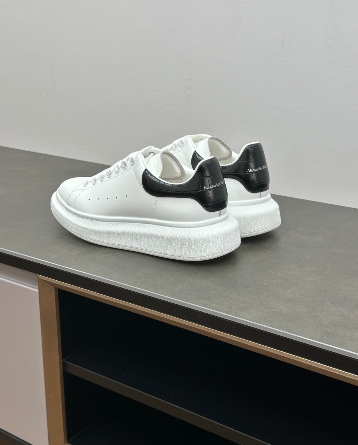 Oversized Black Crocodile leather sneakers