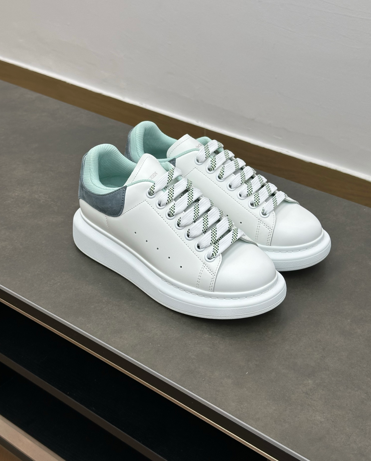 Oversized Double Heel Tab Green Sneakers