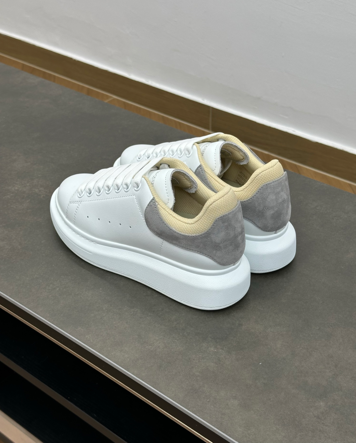 Oversized Double Heel Tab Grey Sneakers