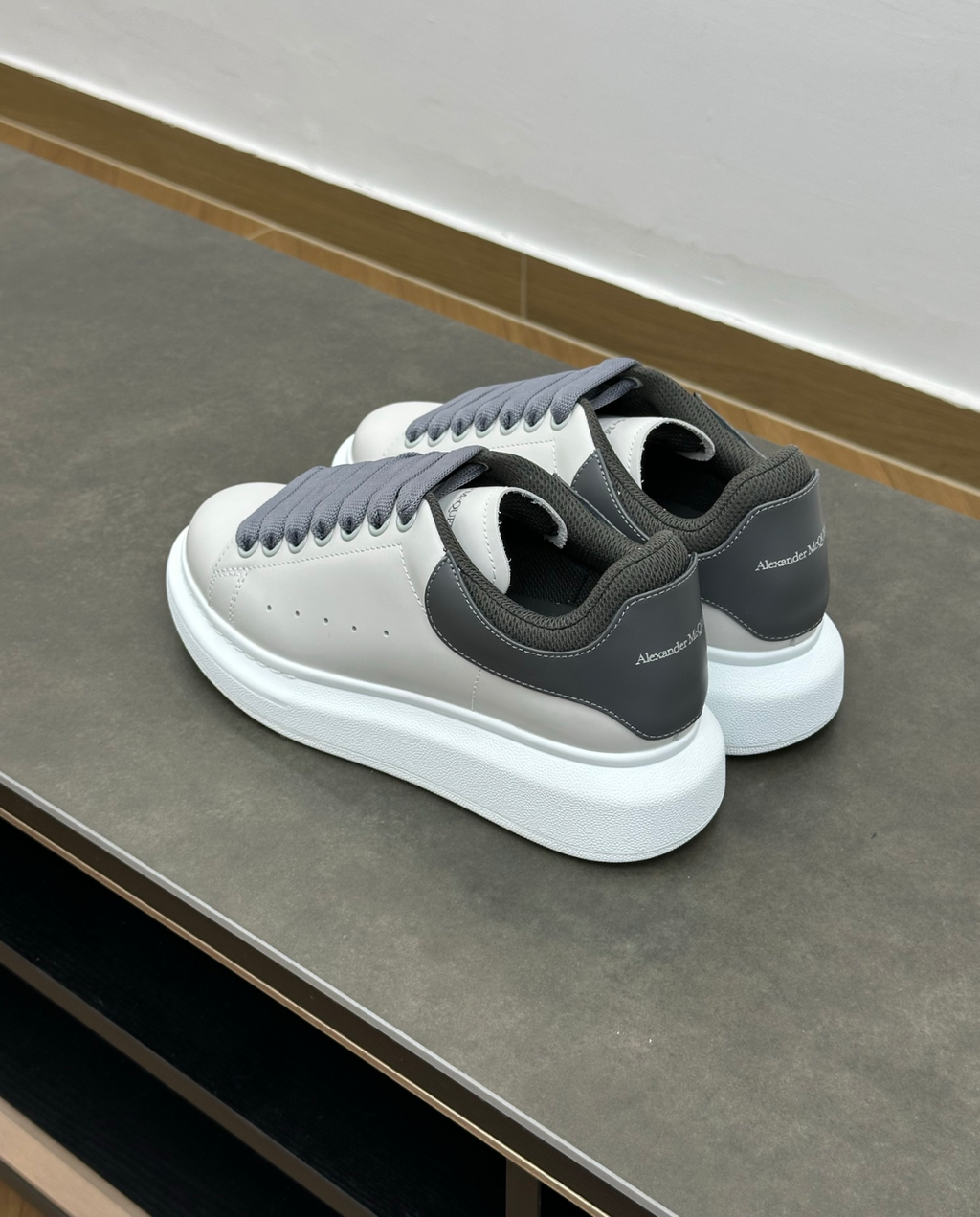 Oversized Double Heel Tab Dark Grey Sneakers