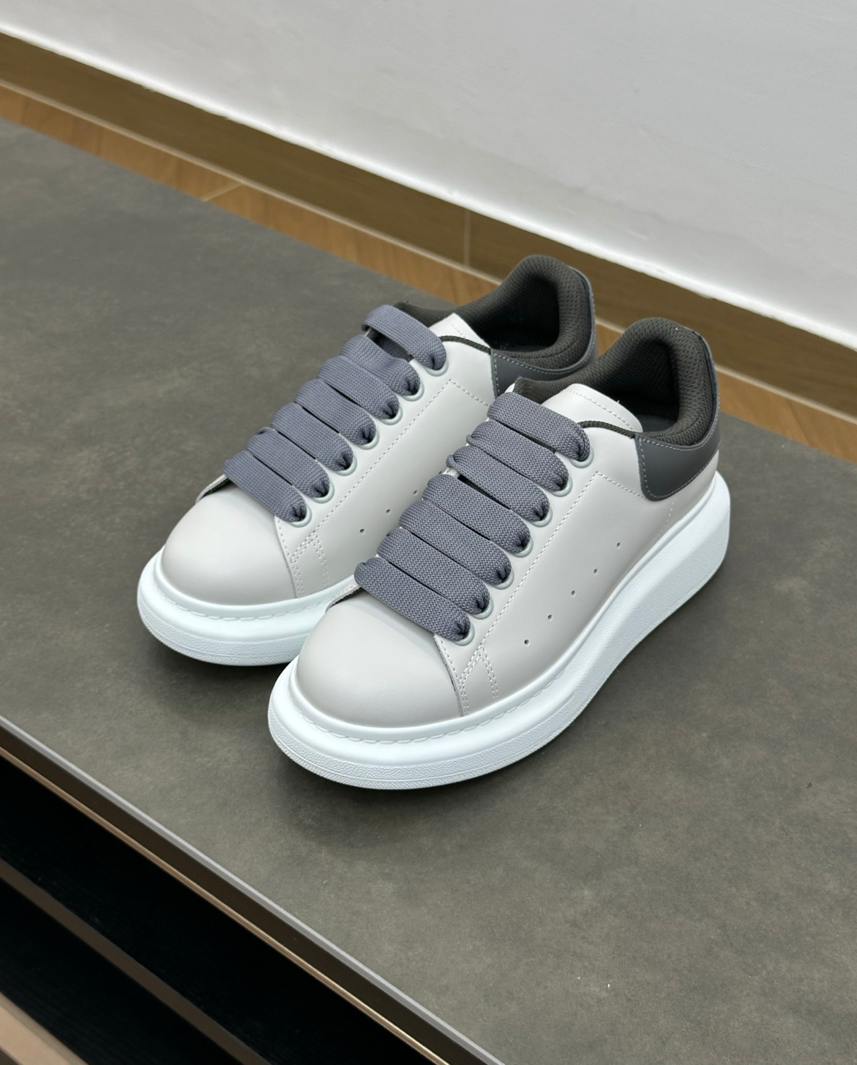 Oversized Double Heel Tab Dark Grey Sneakers