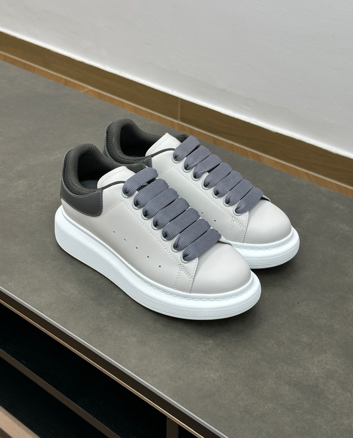 Oversized Double Heel Tab Dark Grey Sneakers