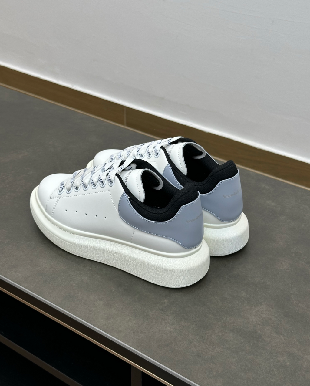 Oversized Double Heel Tab Blue Sneakers