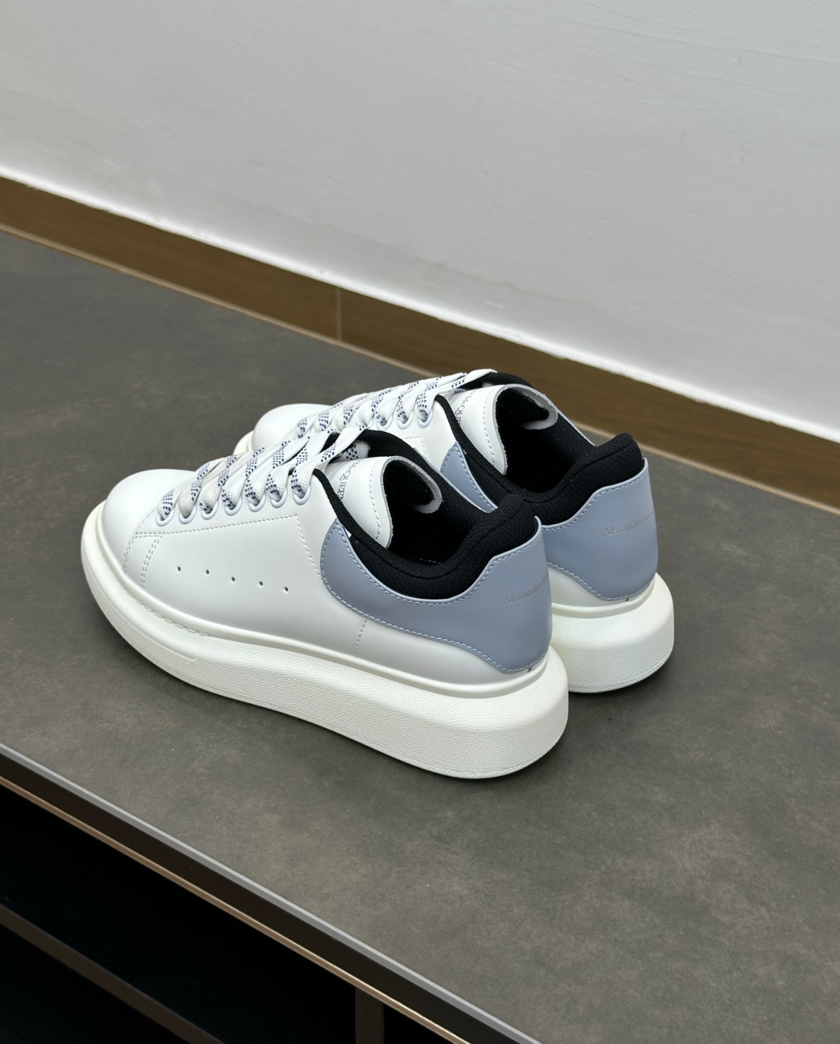 Oversized Double Heel Tab Blue Sneakers