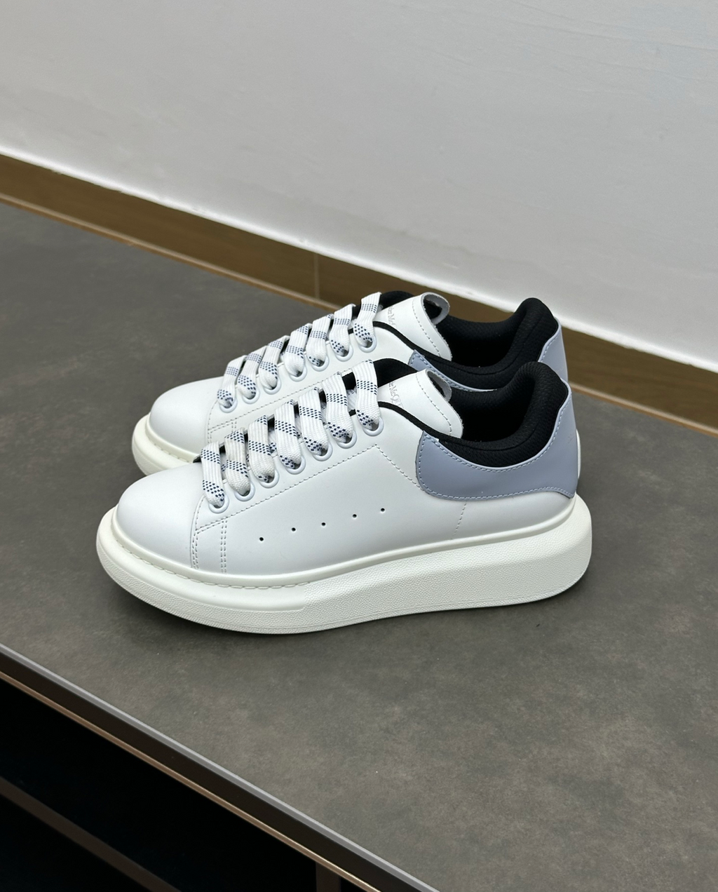 Oversized Double Heel Tab Blue Sneakers