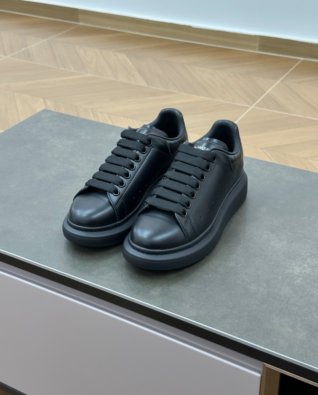 Oversized Full Black Crocodile leather sneakers