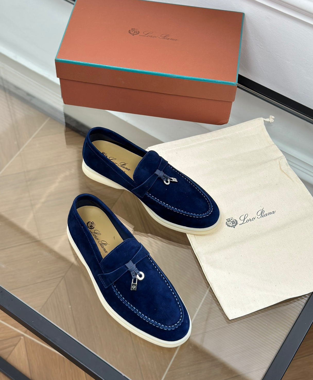 Mocassins Navy Blue Suede Summer Charms Walk