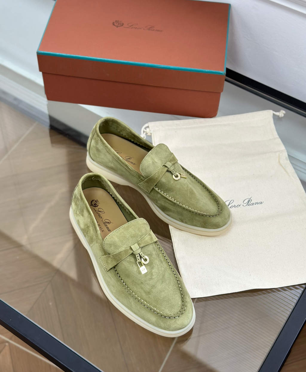Mocassins Sage green Suede Summer Charms Walk