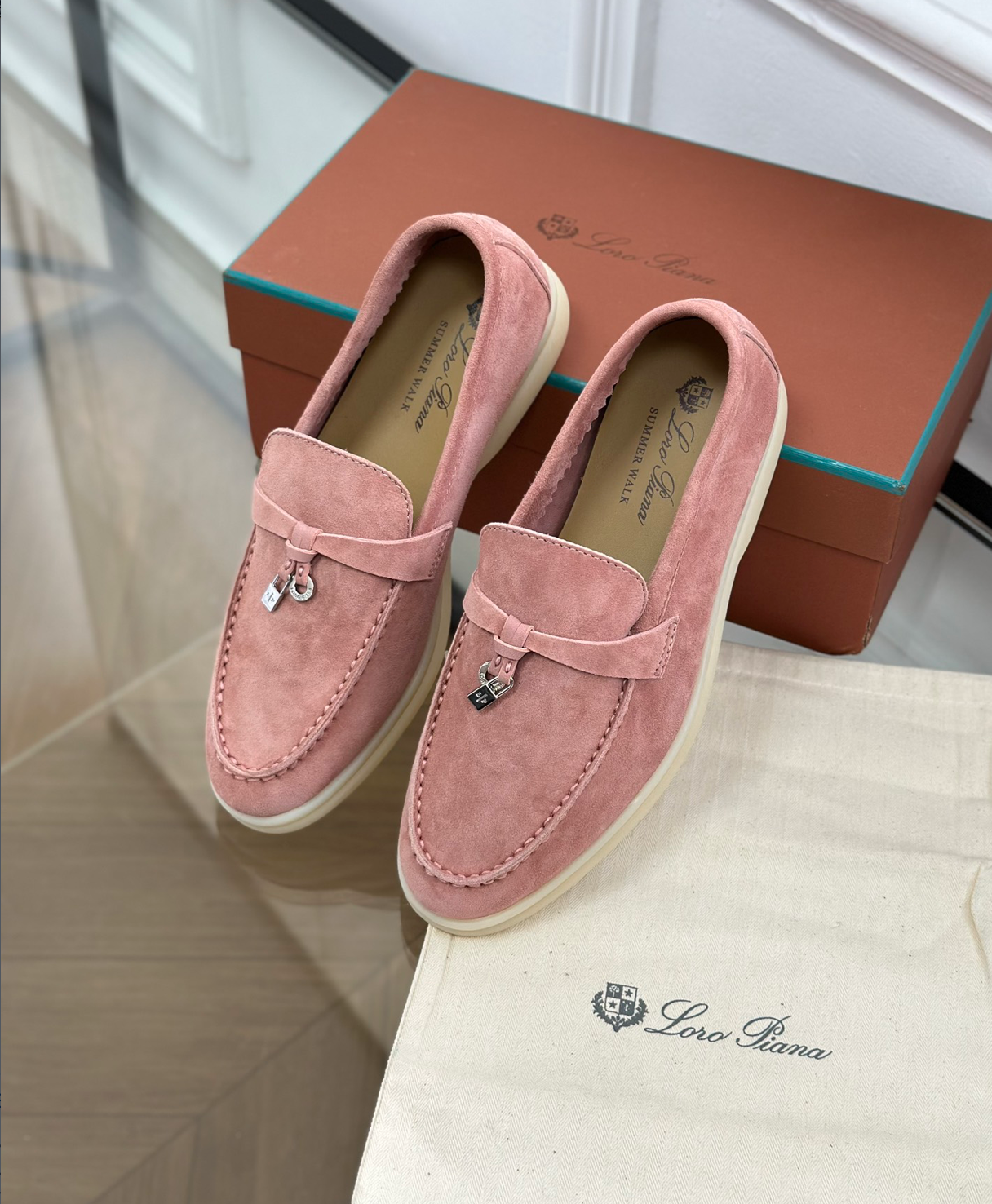 Mocassins Pink Suede Summer Charms Walk