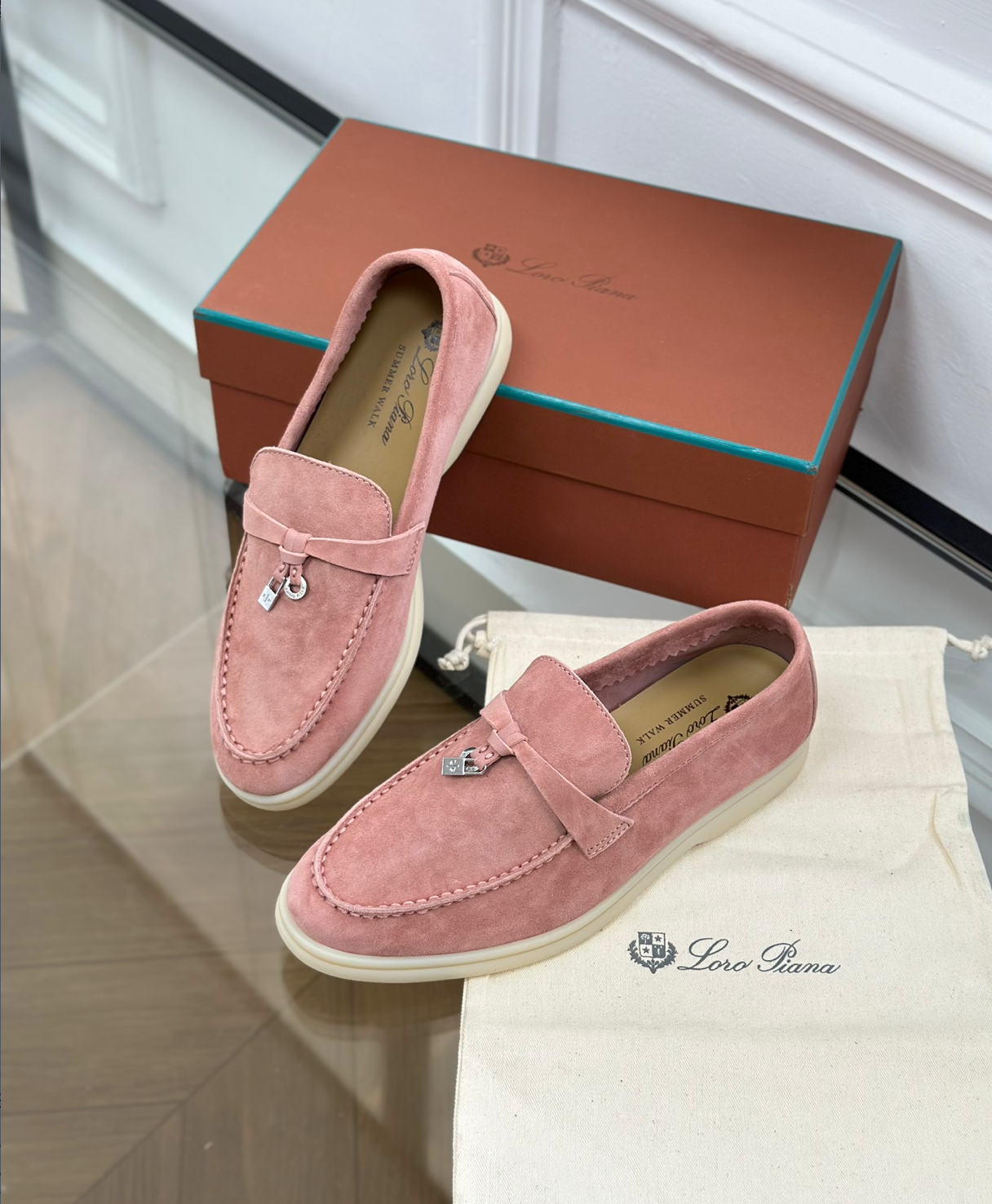 Mocassins Pink Suede Summer Charms Walk