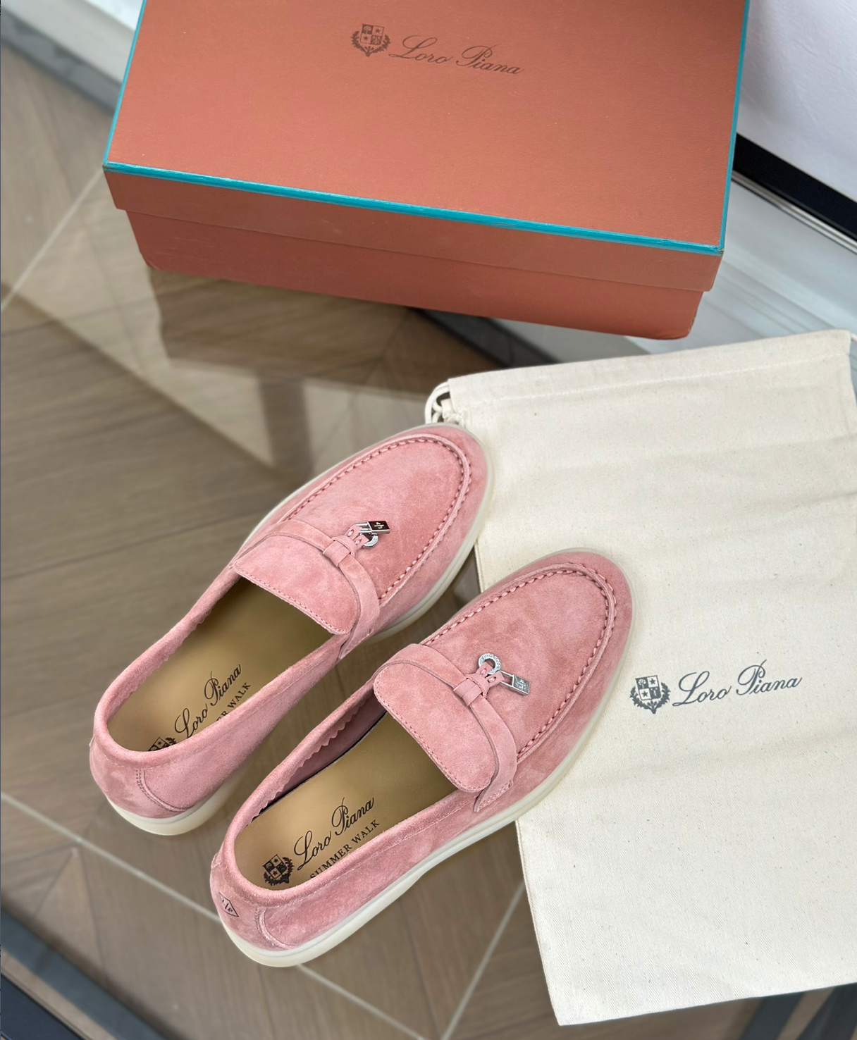 Mocassins Pink Suede Summer Charms Walk