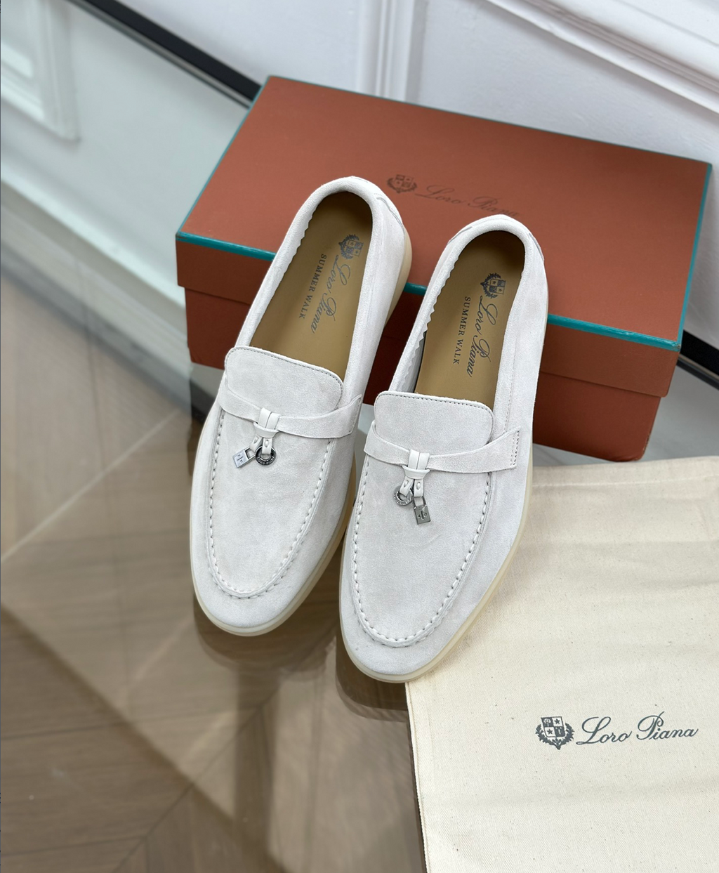 Mocassins Sky Blue Suede Summer Charms Walk
