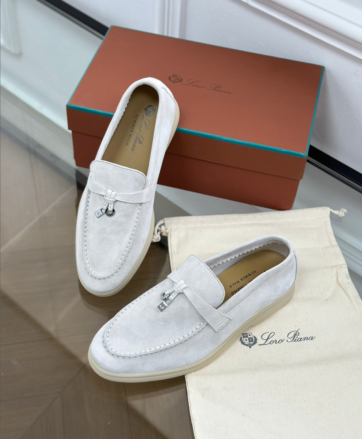 Mocassins Sky Blue Suede Summer Charms Walk