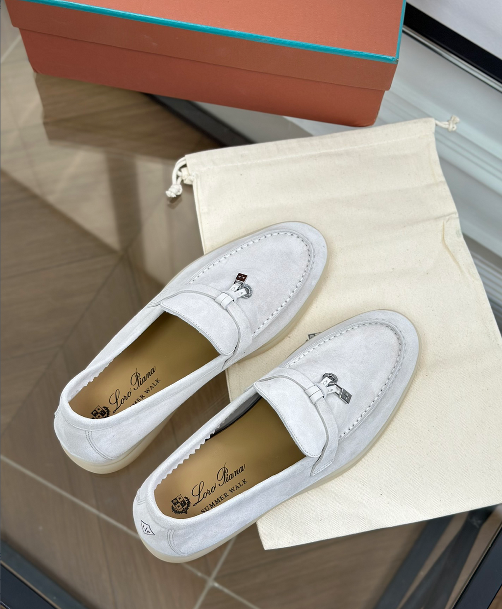 Mocassins Sky Blue Suede Summer Charms Walk