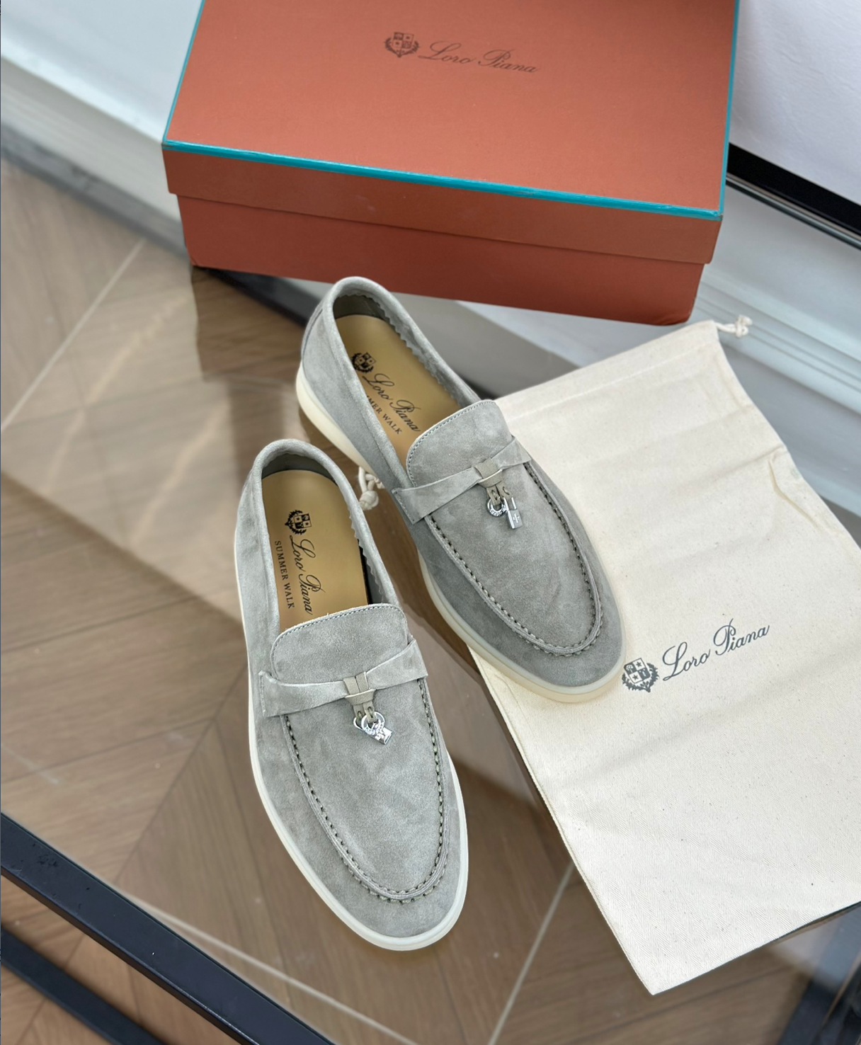 Mocassins Grey Suede Summer Charms Walk