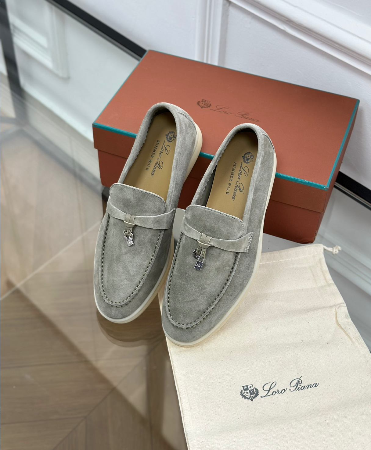 Mocassins Grey Suede Summer Charms Walk