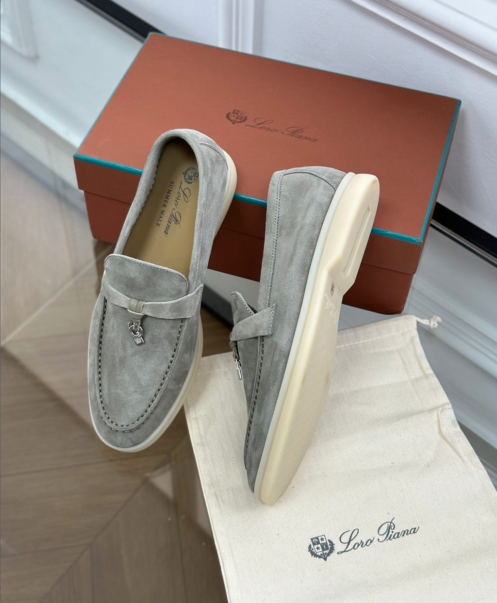 Mocassins Grey Suede Summer Charms Walk