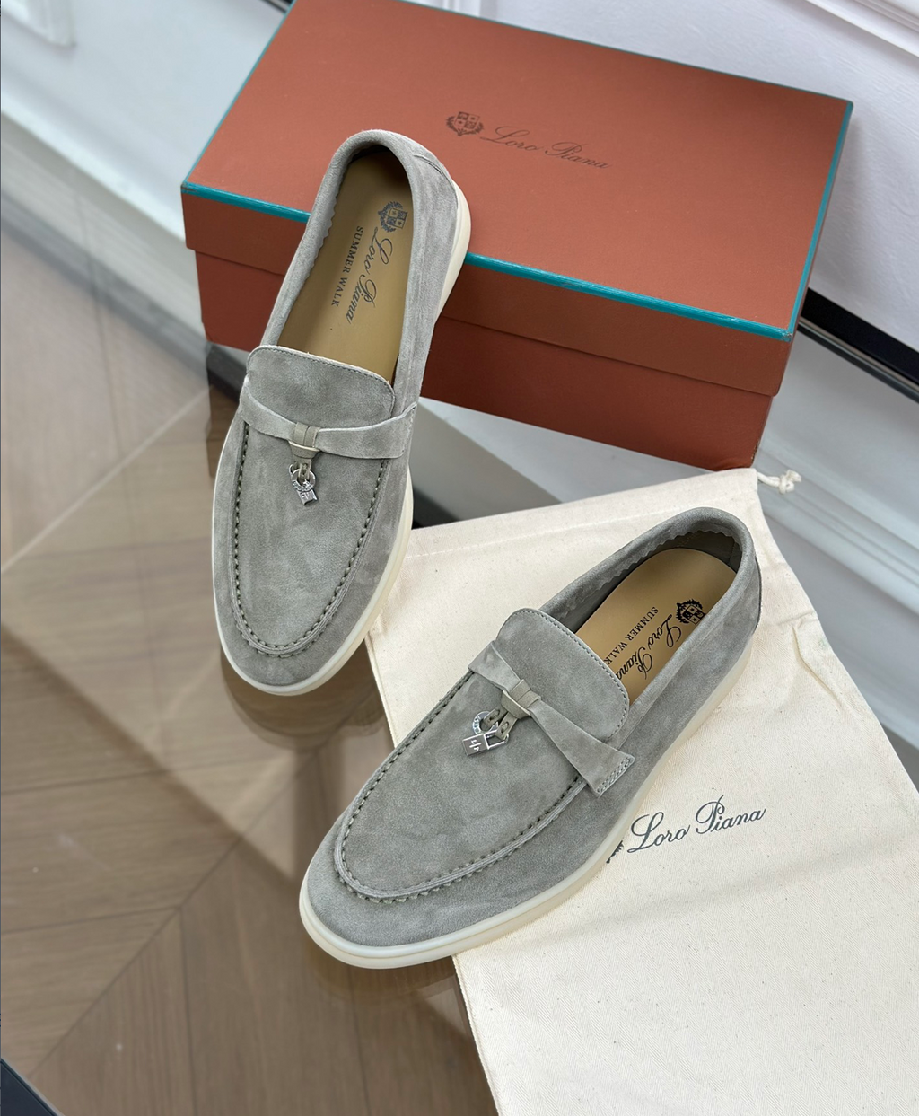 Mocassins Grey Suede Summer Charms Walk