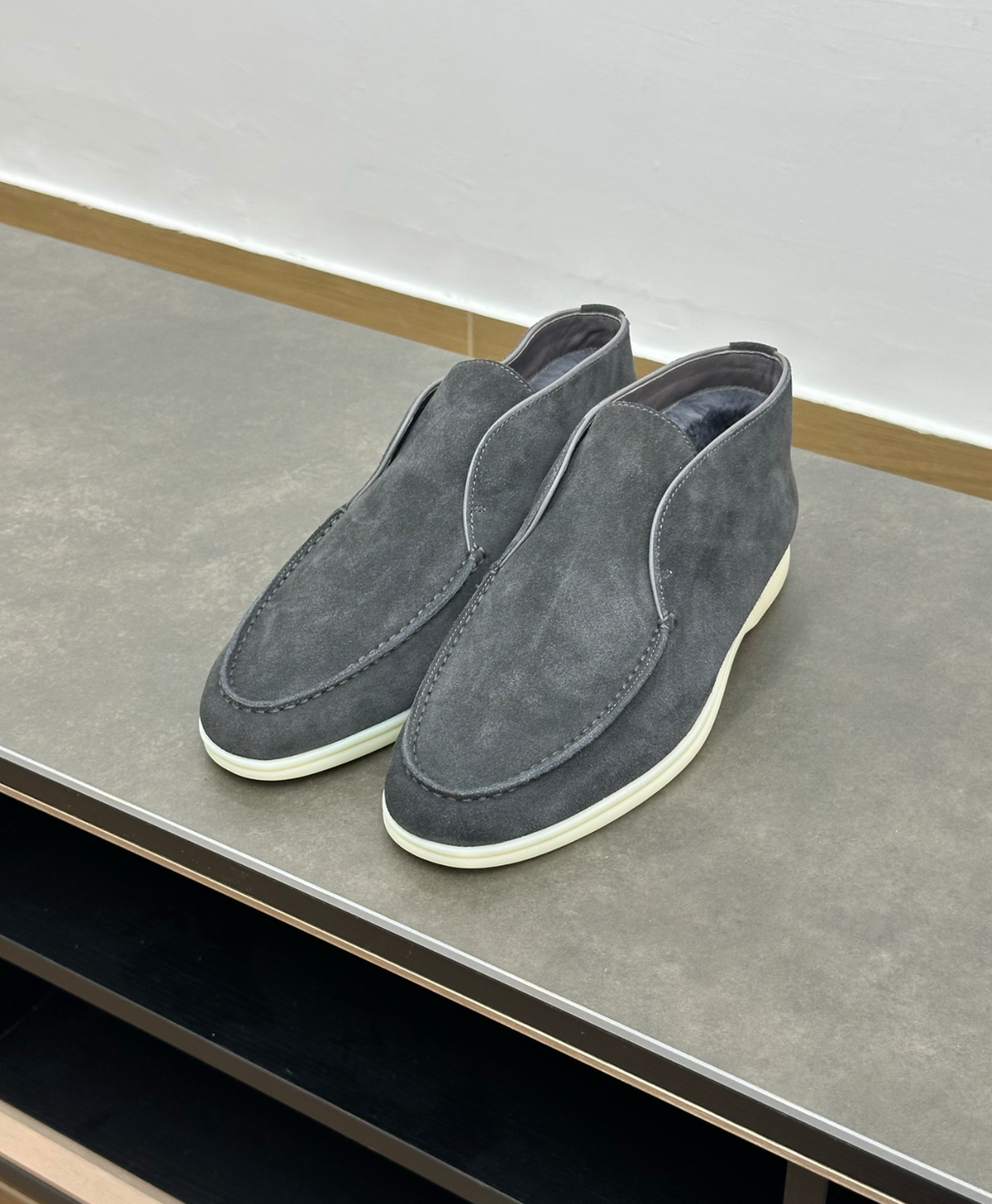 Open Walk Ankle Boot Grey Suede